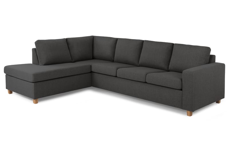 Sofa Nevada 3-seter med Sjeselong Venstre - Mørkgrå - 3 seters sofa med divan - Sofaer med sjeselong