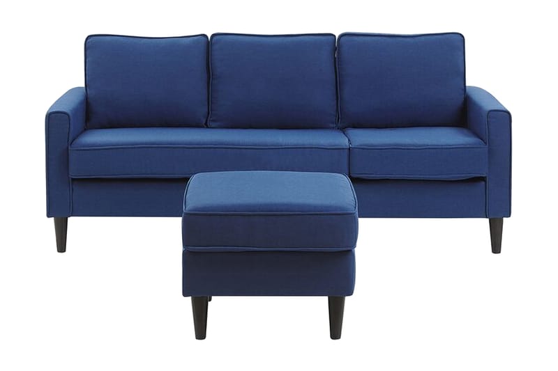 Sofa Ralphell med Fotskammel - Blå - 3 seter sofa