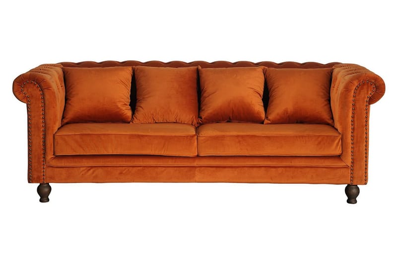 Sofa Ryan 3-seter Fløyel Oransje - 3 seter sofa - Fløyelssofaer - Howard-sofaer - Chesterfield sofaer
