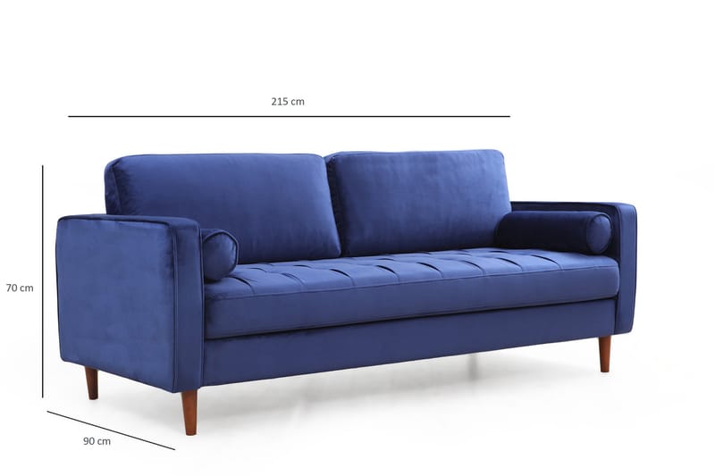 Sofa Puento 3-seters - Marineblå - 3 seter sofa