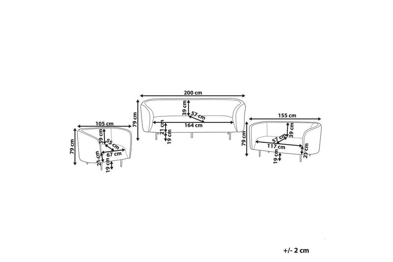 6-sits Soffgrupp Beliani Loen Orange/Svart White - Møbler - Sofaer - Sofagrupper