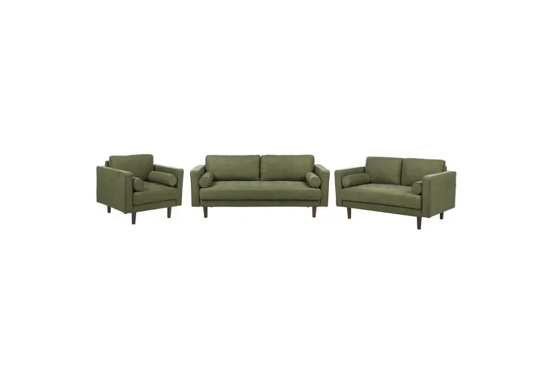 6-sits Soffgrupp Beliani Nurmo Beige/mörkt trä Green||Dark colored wood