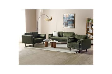 6-sits Soffgrupp Beliani Nurmo Beige/mörkt trä Green||Dark colored wood - Møbler - Sofaer - Sofagrupper