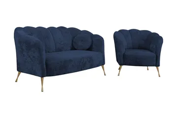 Adrial 3-seters Sofagruppe - Fløyel/Blå - Møbler - Sofaer - Sofagrupper