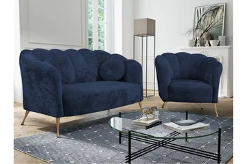 Adrial 3-seters Sofagruppe - Fløyel/Blå - Møbler - Sofaer - Sofagrupper