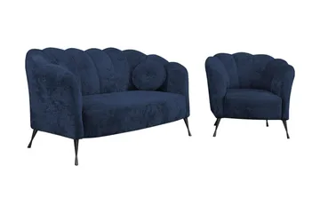 Adrial 3-seters Sofagruppe - Fløyel/Blå/Svart Krom - Møbler - Sofaer - Sofagrupper