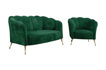 Adrial 3-seters Sofagruppe - Fløyel/Grønn - Møbler - Sofaer - Sofagrupper