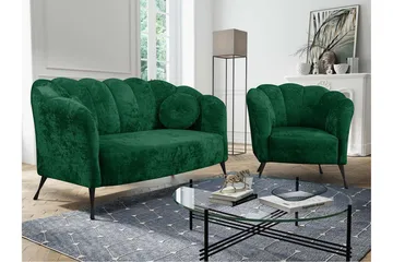 Adrial 3-seters Sofagruppe - Fløyel/Grønn/Svart Krom - Møbler - Sofaer - Sofagrupper