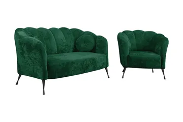 Adrial 3-seters Sofagruppe - Fløyel/Grønn/Svart Krom - Møbler - Sofaer - Sofagrupper