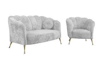 Adrial 3-seters Sofagruppe - Fløyel/Hvit - Møbler - Sofaer - Sofagrupper