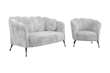 Adrial 3-seters Sofagruppe - Fløyel/Hvit/Svart Krom - Møbler - Sofaer - Sofagrupper