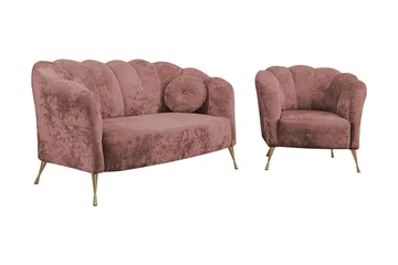 Adrial 3-seters Sofagruppe - Fløyel/Rosa - Møbler - Sofaer - Sofagrupper