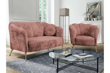 Adrial 3-seters Sofagruppe - Fløyel/Rosa - Møbler - Sofaer - Sofagrupper