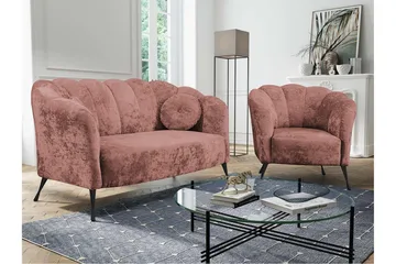 Adrial 3-seters Sofagruppe - Fløyel/Rosa/Svart Krom - Møbler - Sofaer - Sofagrupper