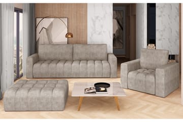 Alazaro Sofagruppe 3-seter + Lenestol + Puff - Beige - Møbler - Sofaer - Sofagrupper