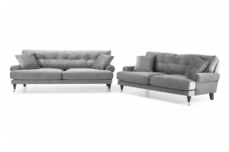 Andrew 3-seters Fløyelssofa - Lys grå - Møbler - Sofaer - Sofagrupper - Howard sofagruppe