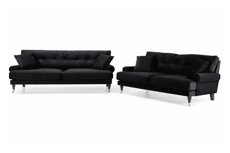 Andrew 3-seters Fløyelssofa - Svart - Møbler - Sofaer - Sofagrupper - Howard sofagruppe