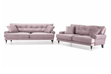 Andrew 5-seter Howard Sofagruppe med Hjul og Knappedetaljer i Stoff - Rosa - Møbler - Sofaer - Sofagrupper - Howard sofagruppe