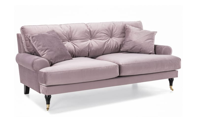 Andrew 5-seter Howard Sofagruppe med Hjul og Knappedetaljer i Stoff - Rosa - Møbler - Sofaer - Sofagrupper - Howard sofagruppe