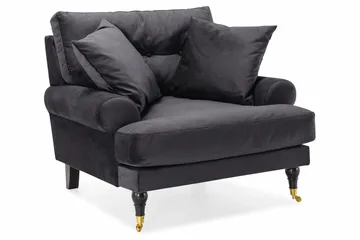 Andrew Howard Sofagruppe 102 cm med Fotpall og Hjul i Mørkegrå Fløyel - Grå - Møbler - Sofaer - Sofagrupper - Howard sofagruppe