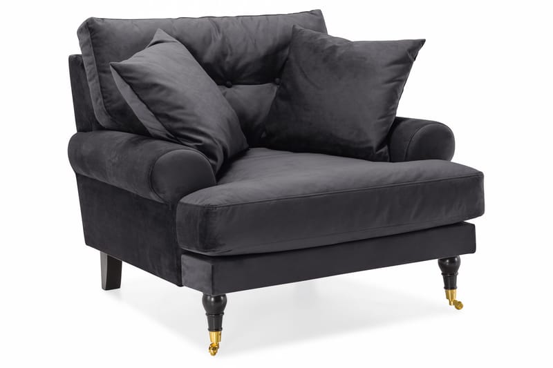 Andrew Howard Sofagruppe 102 cm med Fotpall og Hjul i Mørkegrå Fløyel - Grå - Møbler - Sofaer - Sofagrupper - Howard sofagruppe