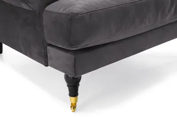 Andrew Howard Sofagruppe 102 cm med Fotpall og Hjul i Mørkegrå Fløyel - Grå - Møbler - Sofaer - Sofagrupper - Howard sofagruppe
