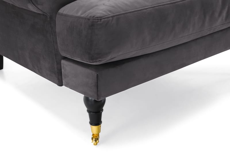 Andrew Howard Sofagruppe 102 cm med Fotpall og Hjul i Mørkegrå Fløyel - Grå - Møbler - Sofaer - Sofagrupper - Howard sofagruppe