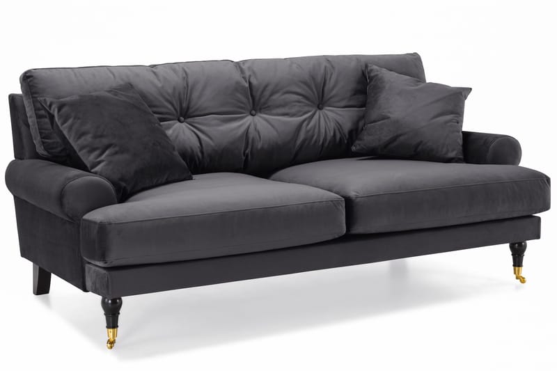 Andrew Howard Sofagruppe 102 cm med Fotpall og Hjul i Mørkegrå Fløyel - Grå - Møbler - Sofaer - Sofagrupper - Howard sofagruppe