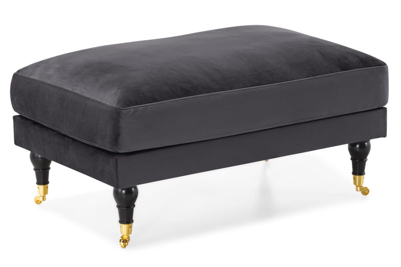 Andrew Howard Sofagruppe 102 cm med Fotpall og Hjul i M ørkegrå Fløyel - Grå - Møbler - Sofaer - Sofagrupper - Howard sofagruppe
