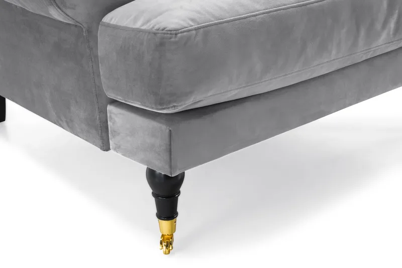 Andrew Howard Sofagruppe 102 cm med Fotpall og Hjul i Sølvgrå Fløyel - Grå - Møbler - Sofaer - Sofagrupper - Howard sofagruppe