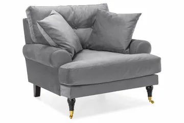 Andrew Howard Sofagruppe 102 cm med Fotpall og Hjul i Sølvgrå Fløyel - Grå - Møbler - Sofaer - Sofagrupper - Howard sofagruppe