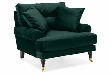 Andrew Sofagruppe 2-seter Sofa + Lenestol + Fotskammel i Fløyel - Grønn - Møbler - Sofaer - Sofagrupper - Howard sofagruppe