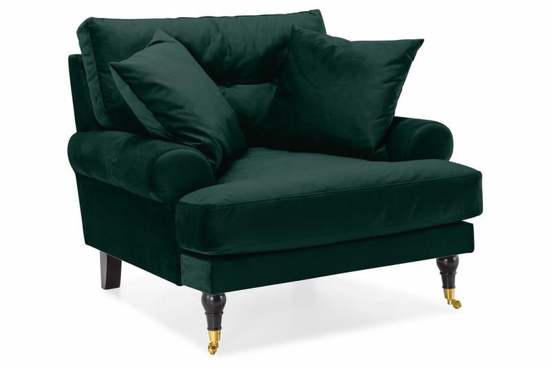 Andrew Sofagruppe 2-seter Sofa + Lenestol + Fotskammel i Fløyel - Grønn - Møbler - Sofaer - Sofagrupper - Howard sofagruppe