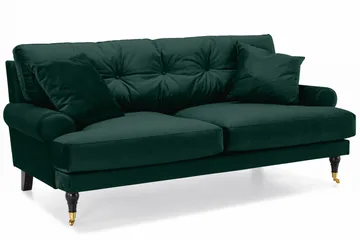 Andrew Sofagruppe 2-seter Sofa + Lenestol + Fotskammel i Fløyel - Grønn - Møbler - Sofaer - Sofagrupper - Howard sofagruppe