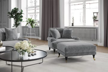 Andrew Sofagruppe 2-seter Sofa + Lenestol + Fotskammel i Fløyel - Lys grå - Møbler - Sofaer - Sofagrupper - Howard sofagruppe