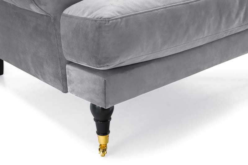 Andrew Sofagruppe 2-seter Sofa + Lenestol + Fotskammel i Fløyel - Lys grå - Møbler - Sofaer - Sofagrupper - Howard sofagruppe
