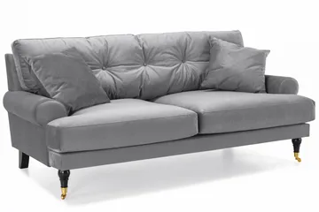 Andrew Sofagruppe 2-seter Sofa + Lenestol + Fotskammel i Fløyel - Lys grå - Møbler - Sofaer - Sofagrupper - Howard sofagruppe