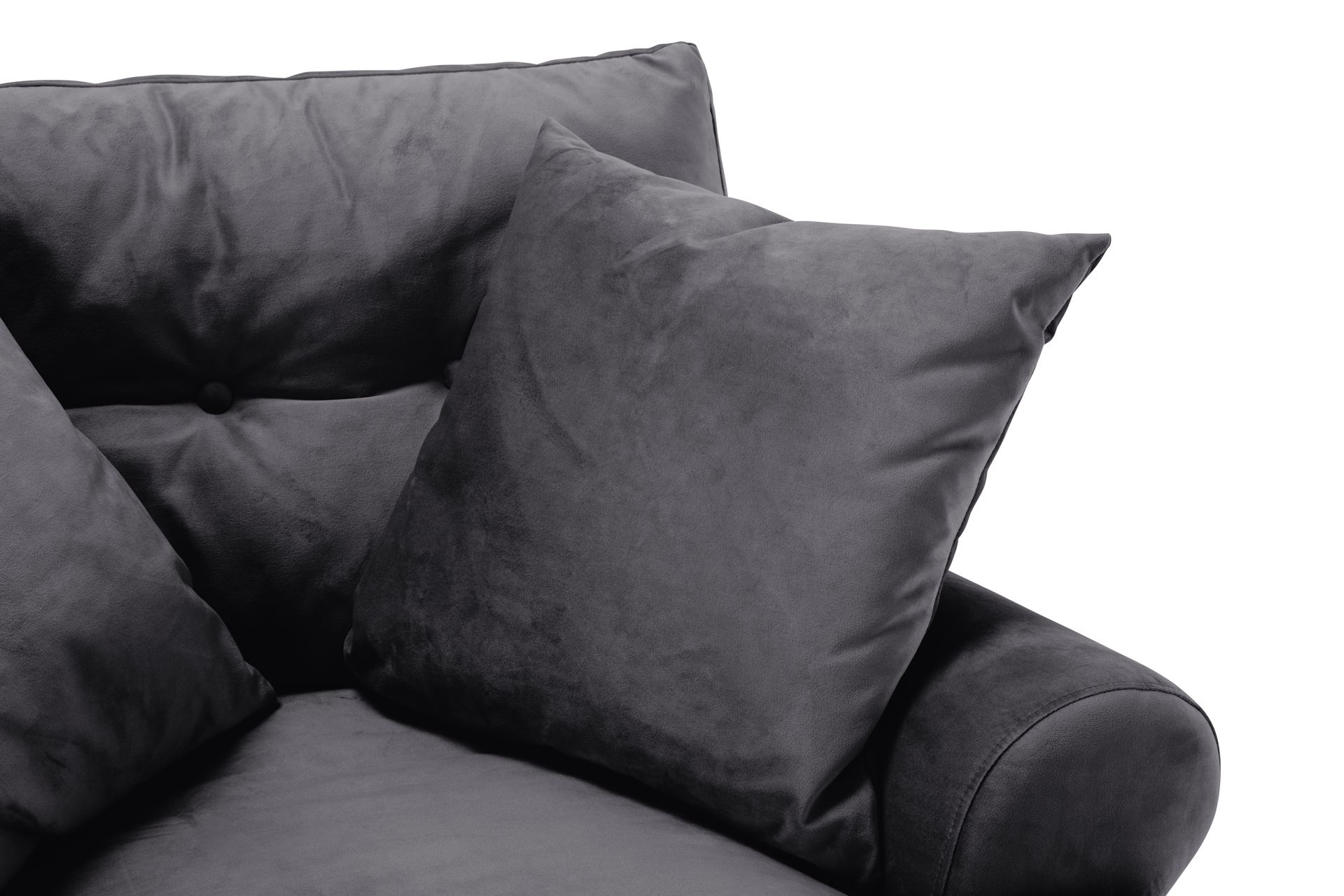 Andrew Sofagruppe 2-seter Sofa + Lenestol + Fotskammel i Fløyel - Mørk grå - Møbler - Sofaer - Sofagrupper - Howard sofagruppe