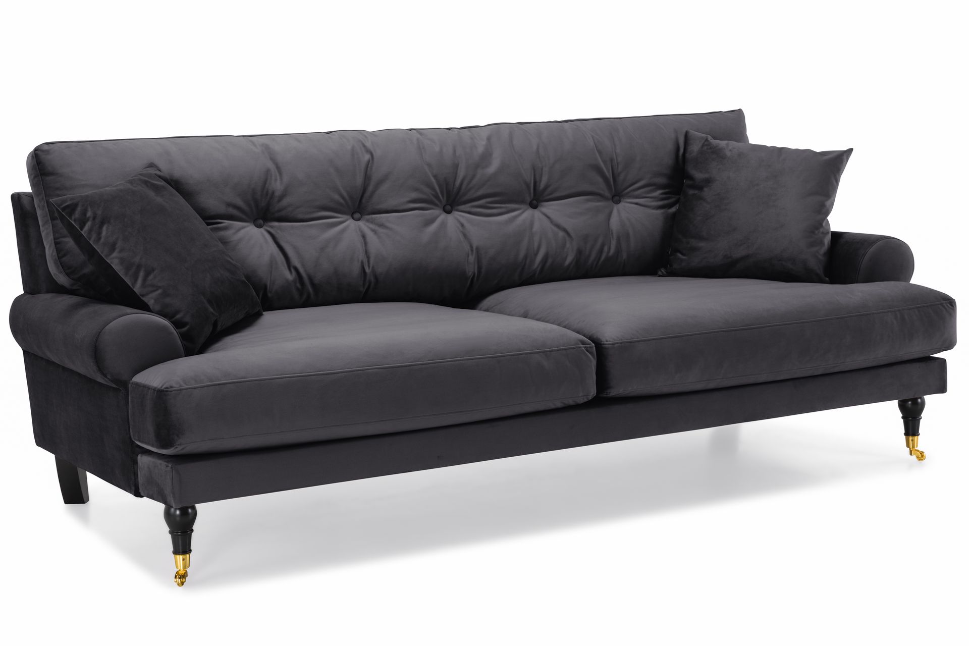 Andrew Sofagruppe 2-seter Sofa + Lenestol + Fotskammel i Fløyel - Mørk grå - Møbler - Sofaer - Sofagrupper - Howard sofagruppe