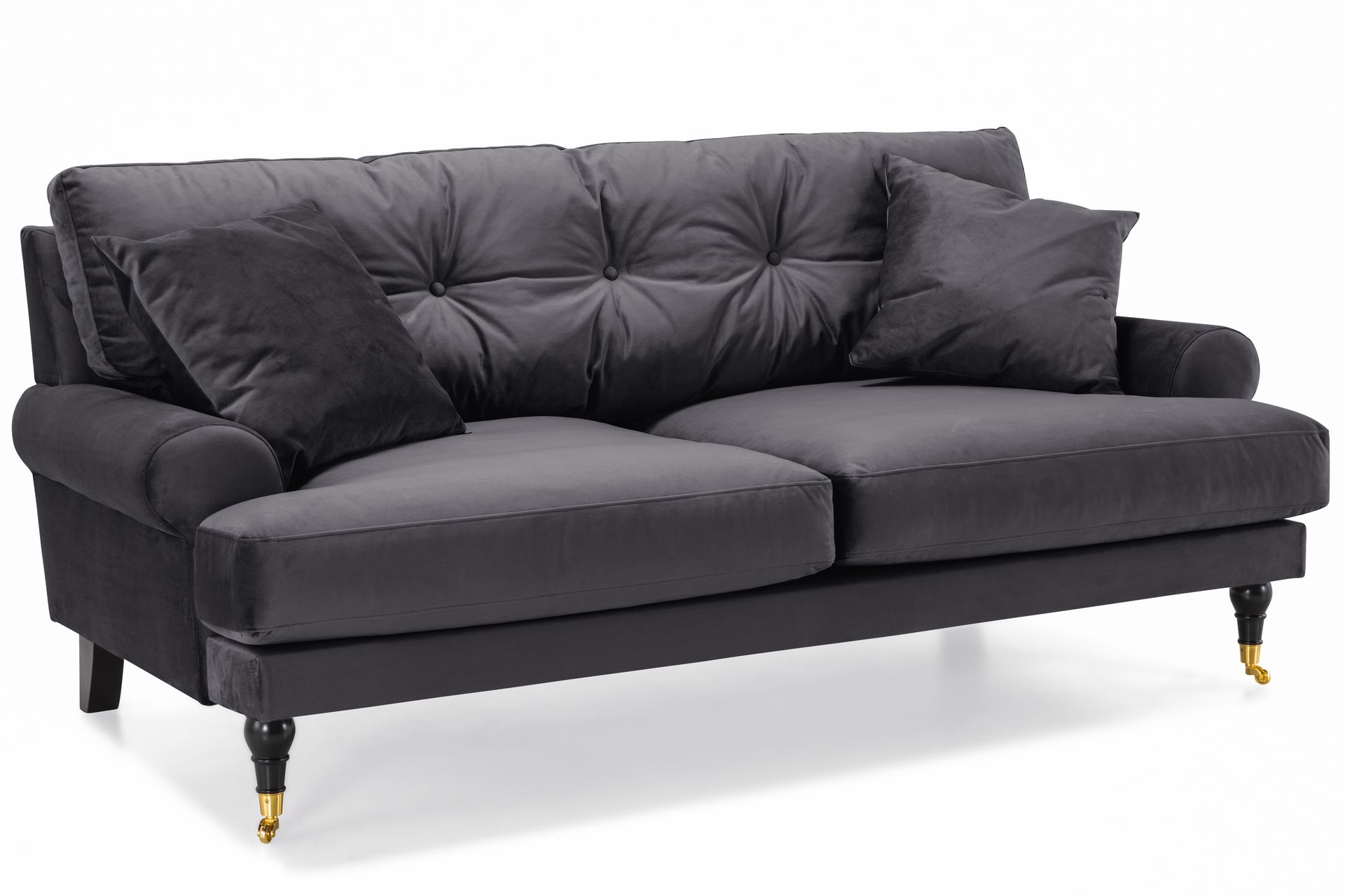 Andrew Sofagruppe 2-seter Sofa + Lenestol + Fotskammel i Fløyel - Mørk grå - Møbler - Sofaer - Sofagrupper - Howard sofagruppe