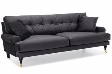 Andrew Sofagruppe 2-seter Sofa + Lenestol + Fotskammel i Fløyel - Mørk grå - Møbler - Sofaer - Sofagrupper - Howard sofagruppe