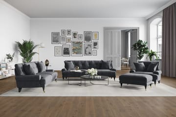 Andrew Sofagruppe 2-seter Sofa + Lenestol + Fotskammel i Fløyel - Mørk grå - Møbler - Sofaer - Sofagrupper - Howard sofagruppe