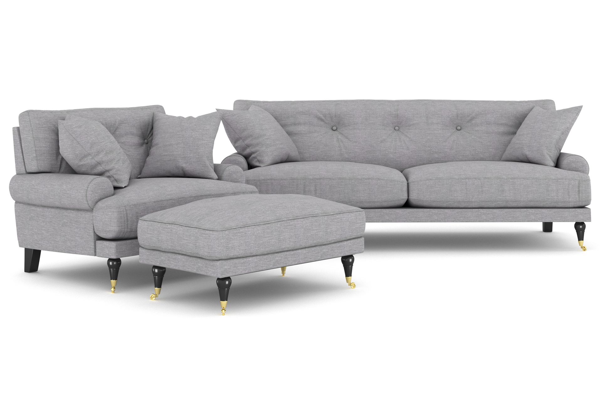 Andrew Sofagruppe 2-seter Sofa + Lenestol + Fotskammel i Stoff - Grå - Møbler - Sofaer - Sofagrupper - Howard sofagruppe
