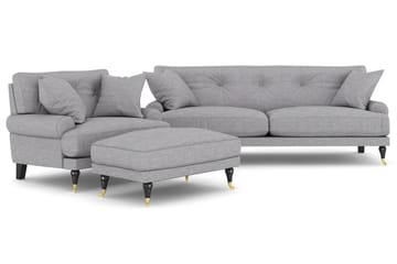 Andrew Sofagruppe 2-seter Sofa + Lenestol + Fotskammel i Stoff