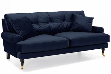 Andrew Sofagruppe 2-seter Sofa + Lenestol + Fotskammel i Fløyel - Blå - Møbler - Sofaer - Sofagrupper - Howard sofagruppe