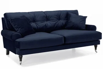 Andrew Sofagruppe 2-seter Sofa + Lenestol + Fotskammel i Fløyel - Blå - Møbler - Sofaer - Sofagrupper - Howard sofagruppe