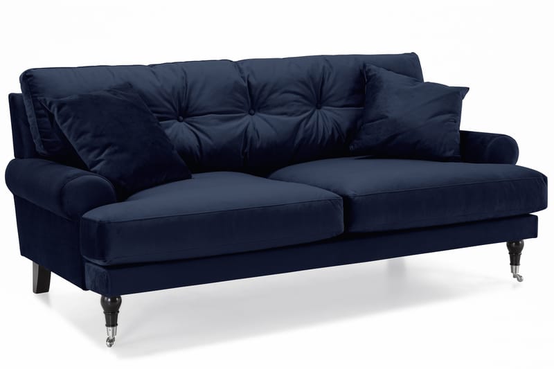 Andrew Sofagruppe 2-seter Sofa + Lenestol + Fotskammel i Fløyel - Blå - Møbler - Sofaer - Sofagrupper - Howard sofagruppe