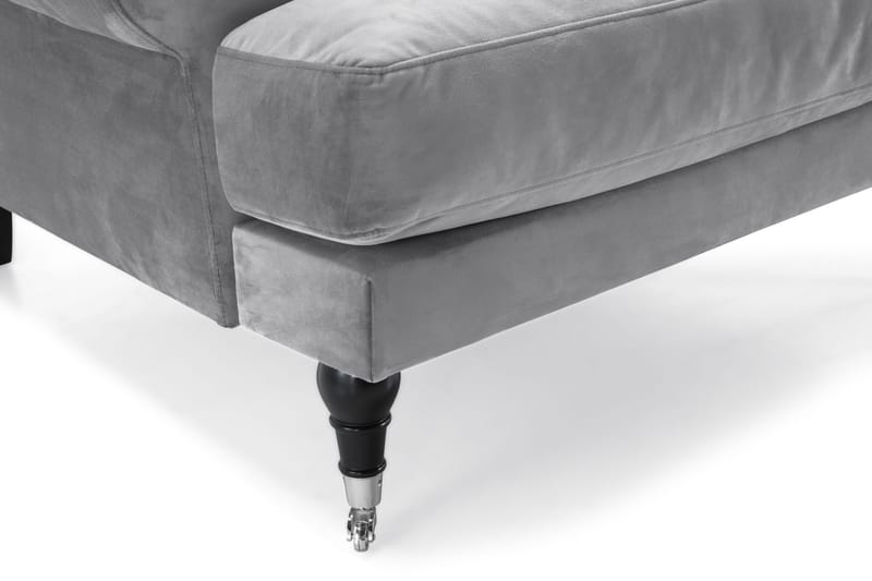 Andrew Sofagruppe 2-seter Sofa + Lenestol + Fotskammel i Fløyel - Lys grå - Møbler - Sofaer - Sofagrupper - Howard sofagruppe