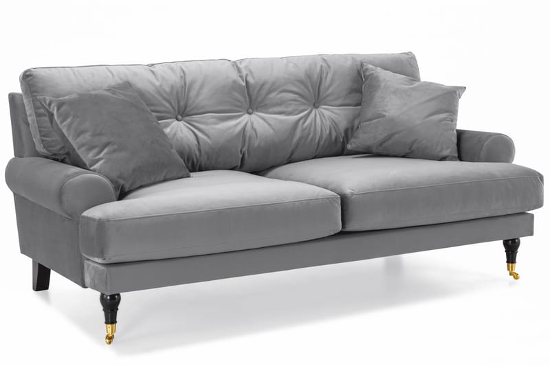 Andrew Sofagruppe 2-seter Sofa + Lenestol + Fotskammel i Fløyel - Lys grå - Møbler - Sofaer - Sofagrupper - Howard sofagruppe