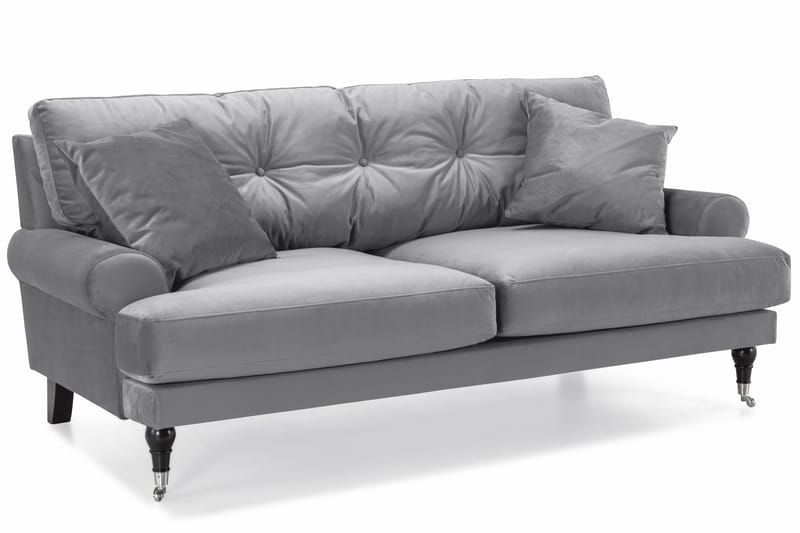 Andrew Sofagruppe 2-seter Sofa + Lenestol + Fotskammel i Fløyel - Lys grå - Møbler - Sofaer - Sofagrupper - Howard sofagruppe